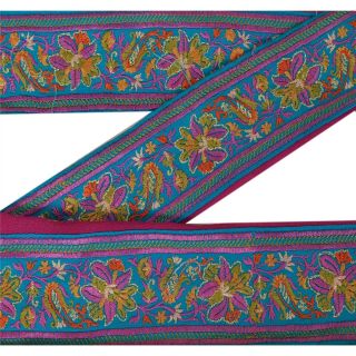 Sanskriti Vintage Decor Sari Trims Border Embroidered Sewing Craft Pink Lace