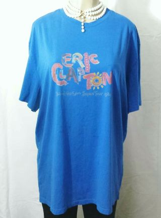 Vintage Eric Clapton Behind The Sun Tour Japan 1983 T - Shirt - Blue (xxxl)