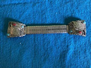 Vintage Native American Turquoise Watch Band With Eagles