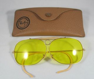 Vintage Bausch & Lomb Ray Ban Rare Bullet Hole Yellow Lens Shooting Glasses