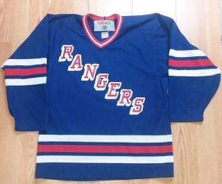 Vintage Blank York Rangers Blue Ccm Nhl Hockey Jersey Large