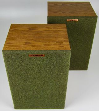 Ultra Rare - Vintage Klipsch Kg2 00 Speakers - Green Cover Sound Great Audiophile