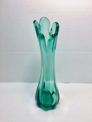 Vintage Viking Blue Glass Swung Bud Vase 10 1/2 " Mid - Century Modern