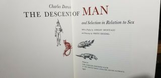 THE DESCENT OF MAN,  By CHARLES DARWIN,  Limited Edition Club,  Numbered & Signed 2