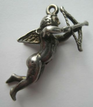 Vintage Sterling Eros Cupid Bow & Arrow Silver Bracelet Charm Pendant