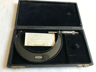 Vintage Starrett 436 Outside Micrometer In 4 - 5 " Scale - W Fitted Case Early