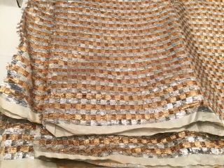 Vintage Gold and Silver Eyelash Fabric Squares Home Decor 3.  5 Yds x 40 