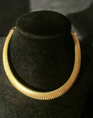 Vintage Signed Sarah Coventry Stretch Choker Collar Gold Tone Necklace