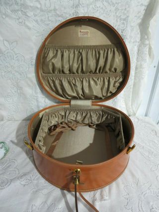 Vtg Samsonite Schwader 4620 Round Oval Train Case Luggage Hatbox 18 