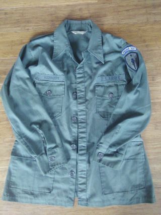 Vintage Vietnam Us Army Green Shirt Uniform Jacket Governors Twenty Badge Size L