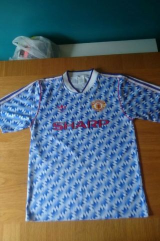 Manchester United 1990 - 92 Away Adidas Vintage Football Shirt 38 - 40 "