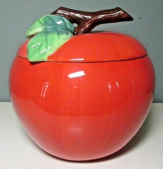 Euc Vintage Large Red Apple Cookie Jar/canister