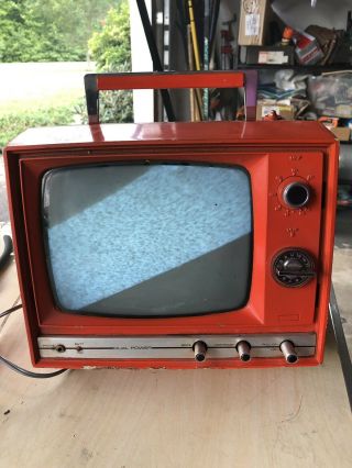 Vintage Sears Portable 9 Inch Orange Tv