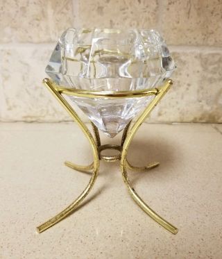 Vintage Lead Crystal Bleikristall Diamond Tealight Votive Candle Holder Germany