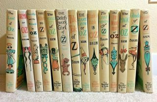 Vintage Full Set Of 14 Wizard Of Oz Books - Reilly & Lee - Baum - White Edition