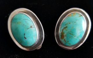 Vintage Arizona Sterling (. 925) Silver Turquoise Clip On Earrings