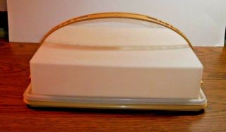 Tupperware Vintage Rectangle Cake Taker 11 X 15 Sheer With Gold Base