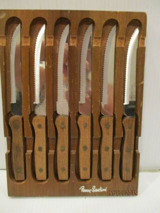 Pierre Santini Vintage 6 Pc.  Steak Knife Set With Wooden Storage Box Japan