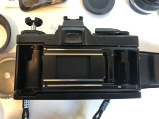 Olympus OM - 4 Black Film Camera w/ Zuiko MC Auto - S 50mm F1:1.  8,  3 lenses 4