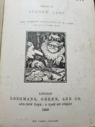 Rare 1st Ed 1889 The Blue Fairy Book Andrew Lang Fairy Tales Fantasy Magic NR 8