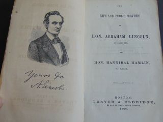 c.  1860 ABRAHAM LINCOLN CAMPAIGN BIOGRAPHY wth HANNIBAL HAMLIN 3