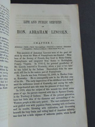 c.  1860 ABRAHAM LINCOLN CAMPAIGN BIOGRAPHY wth HANNIBAL HAMLIN 5
