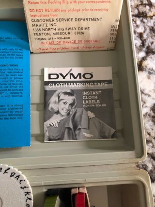 Vintage dymo label maker M - 6 Extra Wheels And Cloth Label Tape Box Instructions 3