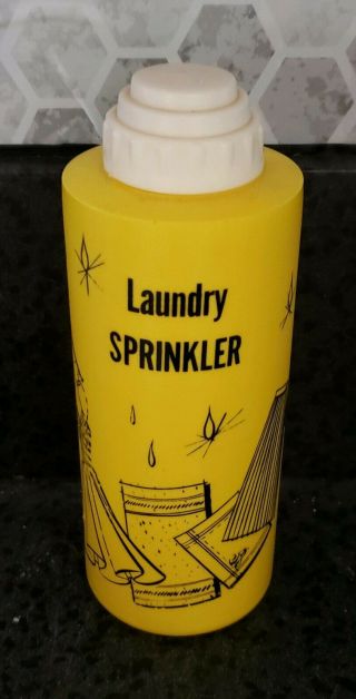 Vintage Yellow Mustard Squeeze Laundry Sprinkler Plastic Bottle Usa