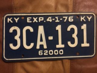 1976 Kentucky Vehicle License Plate - Ky - Vintage - Tag - 3ca - 131 - 62000