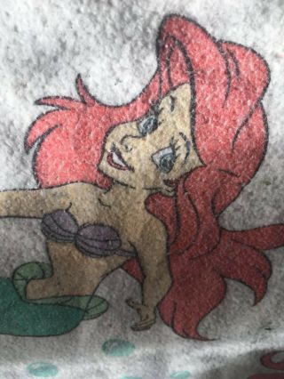 Vintage Disney Little Mermaid Twin Size Polyester Blanket Ariel Flounder 2