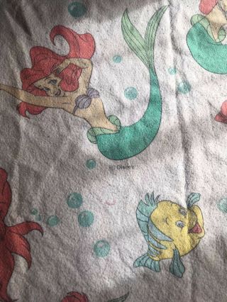 Vintage Disney Little Mermaid Twin Size Polyester Blanket Ariel Flounder 5