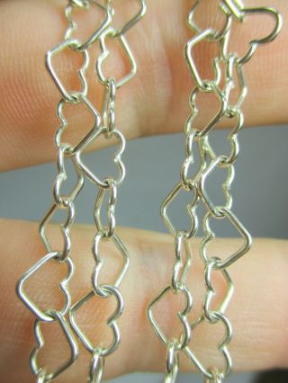Vintage Estate Heart Link Sterling Silver 925 Chain Necklace - 17 Inches Long