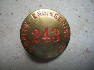 Vintage Simplex Engineering Co.  Employee Id Badge