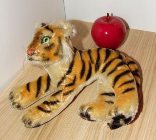 Vintage Steiff Stuffed Mohair Tiger Made In Germany Plush 1950s 9.  5 "
