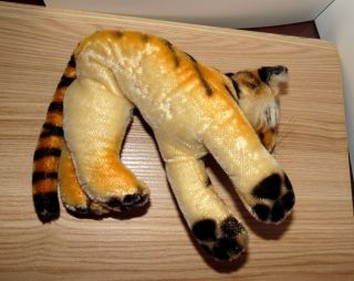 Vintage STEIFF Stuffed Mohair TIGER Made in Germany Plush 1950s 9.  5 