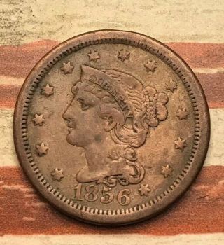 1856 1c Braided Hair Large Cent Vintage Us Copper Coin Fh16 Appeal