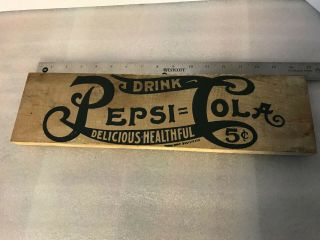 Vintage 5 Cent Pepsi Cola Wood Sign