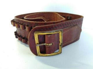 Vintage Eubanks Pioneer Basketweave Hand Tooled Leather 37 - 41.  5 " Rifle Ammo Belt