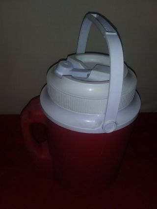 RUBBERMAID Vintage 1 - Gallon Plastic Water Jug Cooler Red Two Handle 1524 2