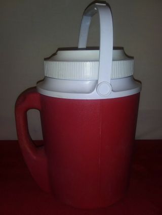 RUBBERMAID Vintage 1 - Gallon Plastic Water Jug Cooler Red Two Handle 1524 3