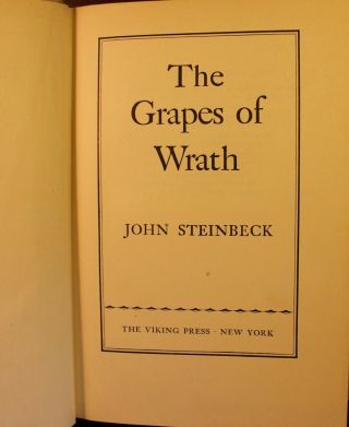 The Grapes of Wrath 1939 John Steinbeck 1st Edition 8th Printing DJ Pulitzer 7