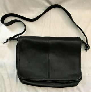 Vintage Coach Black Leather Briefcase Messenger Laptop Attache Shoulder Bag 5206