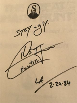 Signed & Inscribed The Great Shark Hunt By Hunter S Thompson Autographed Book