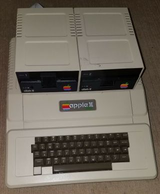 Apple Ii,  Plus Computer W/two Apple Floppies Drives A2s1048