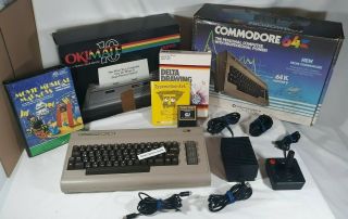 Commodore 64 Computer & Okimate 10 Printer W/ Boxes & Programs