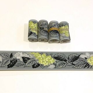 1950s Vintage Wallpaper Trimz Borders,  5 Rolls Green Hydrangea Flowers On Gray