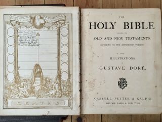 1880 Holy Bible Old & Testaments,  Apocrypha in 3 Folio Vols,  Doré,  220 plates 2