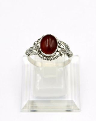 Vintage Creol / Per Nilson Danish Sterling Silver And Carnelian Ring,  Size 9