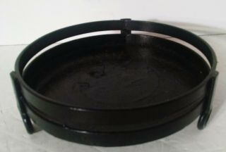 Vintage Wrought Iron 3 - Wick Candle Plate Tray Round Footed 6.  5 " Diameter Black