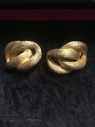 Vintage Christian Dior Gold Tone Clip On Earrings.